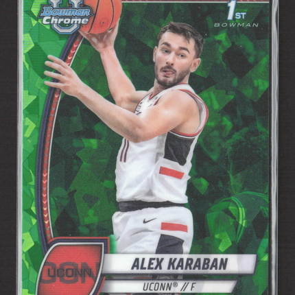 2023 Bowman Chrome University Alex Karaban #100 Green Sapphire 1st /65