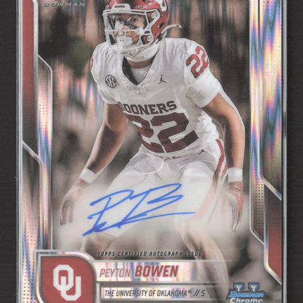 2025 Bowman University Chrome Peyton Bowen #BCA-PB Stealth Refractor 1st Auto