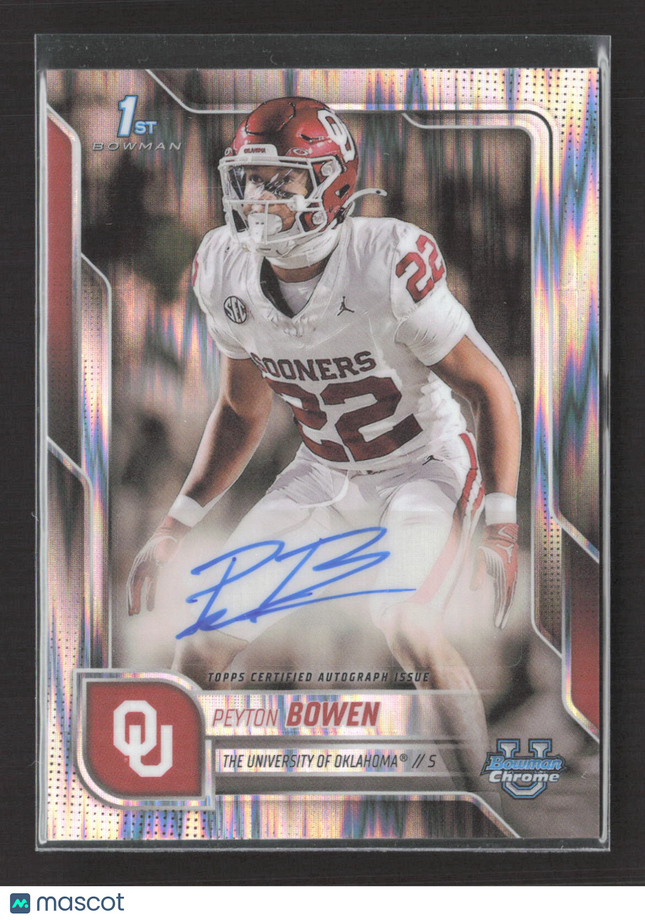 2025 Bowman University Chrome Peyton Bowen #BCA-PB Stealth Refractor 1st Auto