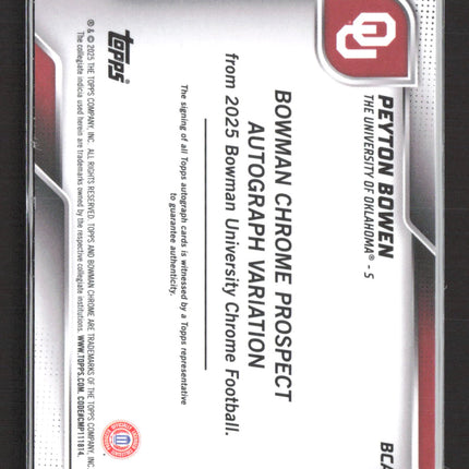 2025 Bowman University Chrome Peyton Bowen #BCA-PB Stealth Refractor 1st Auto