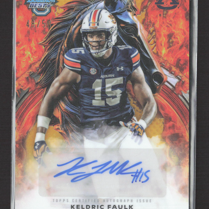 2025 Bowman University Best Workhorse Keldric Faulk Gold Refractor 48/50 Auto