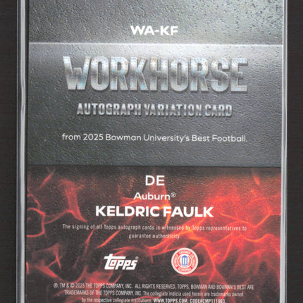 2025 Bowman University Best Workhorse Keldric Faulk Gold Refractor 48/50 Auto