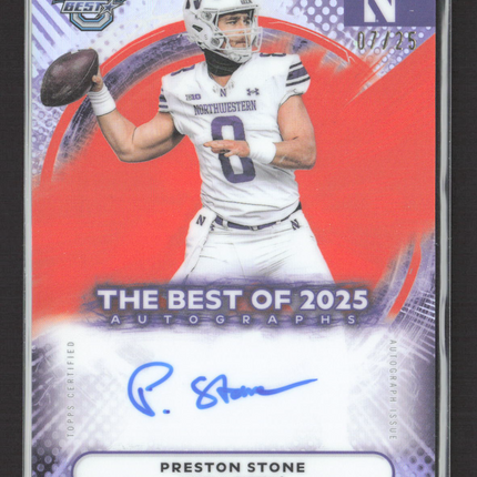 2025 Bowman University Best Football Preston Stone #BOA-PS Orange 07/25 Auto