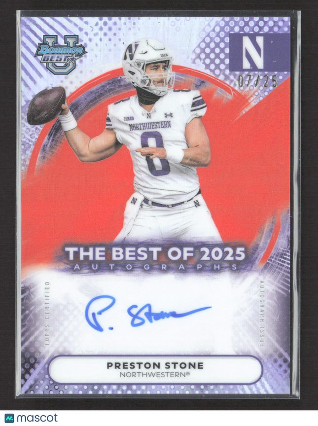 2025 Bowman University Best Football Preston Stone #BOA-PS Orange 07/25 Auto