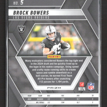 2025 Panini Mosaic Prizm Brock Bowers #5 White Sparkle