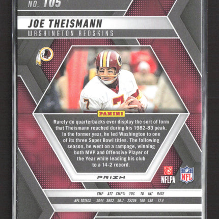 2025 Panini Mosaic Prizm Joe Theismann #105 White Sparkle