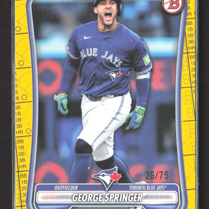 2025 Bowman George Springer #95 Yellow 26/75 Score card