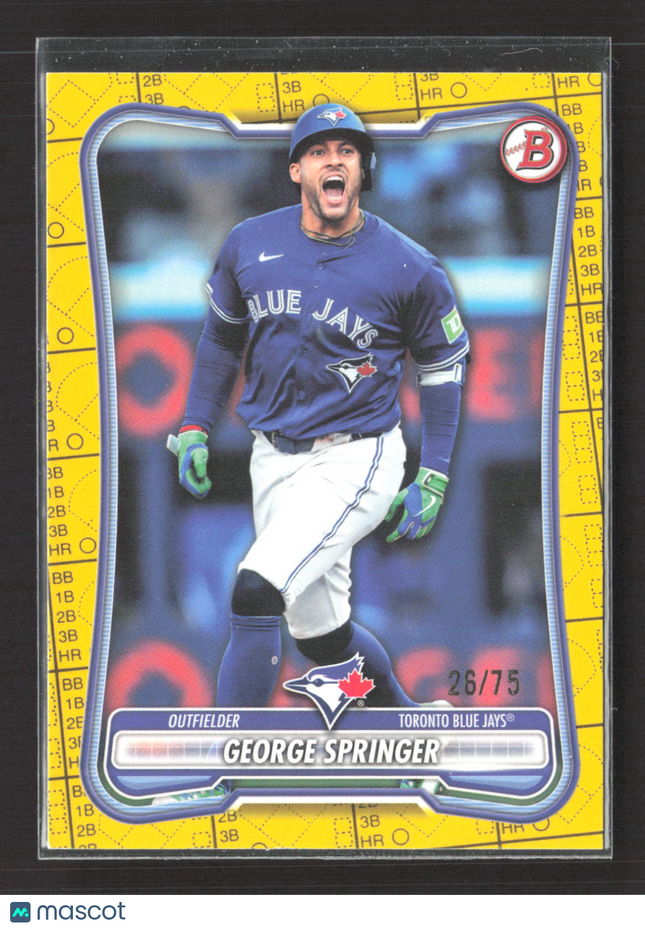 2025 Bowman George Springer #95 Yellow 26/75 Score card