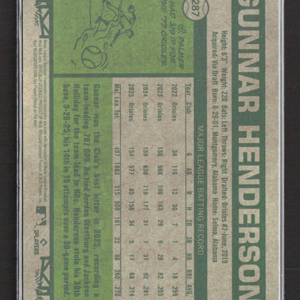 2025 Topps Heritage Gunnar Henderson #287 17/25 Orange Refractor