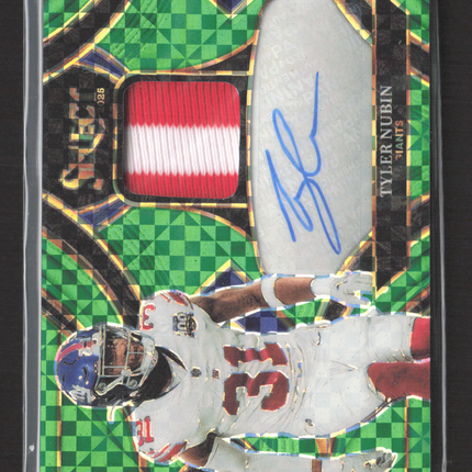 2026 Panini Select Prizm Tyler Nubin #SME-TNN Green Checkerboard Patch Auto /5