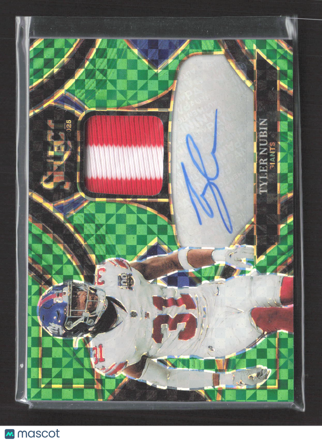 2026 Panini Select Prizm Tyler Nubin #SME-TNN Green Checkerboard Patch Auto /5
