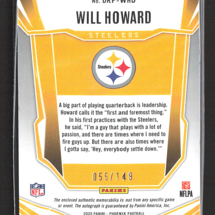 2025 Panini Phoenix  Will Howard #DRP-WHD Dual Patch 055/149 RC Jersey Auto