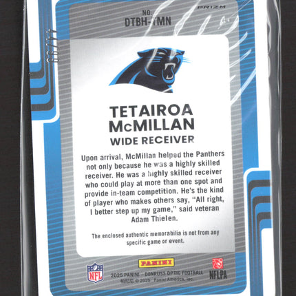 2025 Donruss Optic Threads Tetairoa McMillan #DTBH-TMN RC Jersey Yellow /99