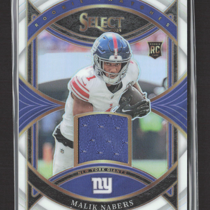 2024 Panini Select Rookie Swatches Malik Nabers #RS-MNS RC Rookie Jersey 34/75