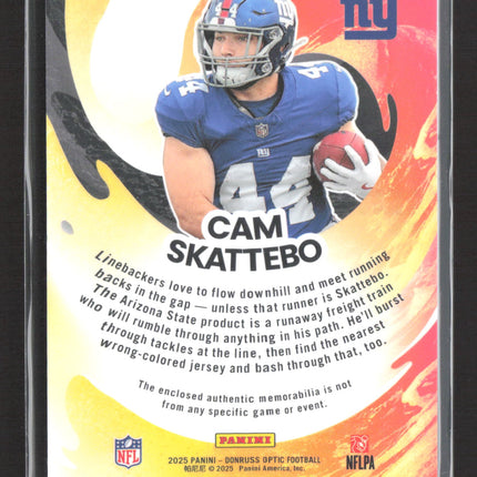 2025 Panini Donruss Optic First Year Fresh Cam Skattebo #FYFBH-CSO RC Jersey