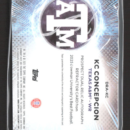 2025 Topps Bowman University's Best KC Concepcion #DRA-KC Refractor jersey auto