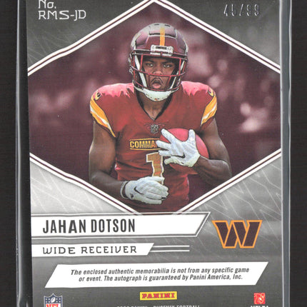2022 Panini Phoenix Rising Rookie Jahan Dotson #RMS-JD 45/99 RC Patch  Auto