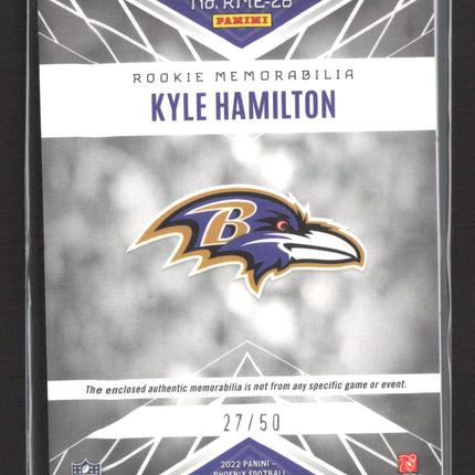 2022 Panini Phoenix Football Kyle Hamilton #RME-28 Patch RC Gold /50