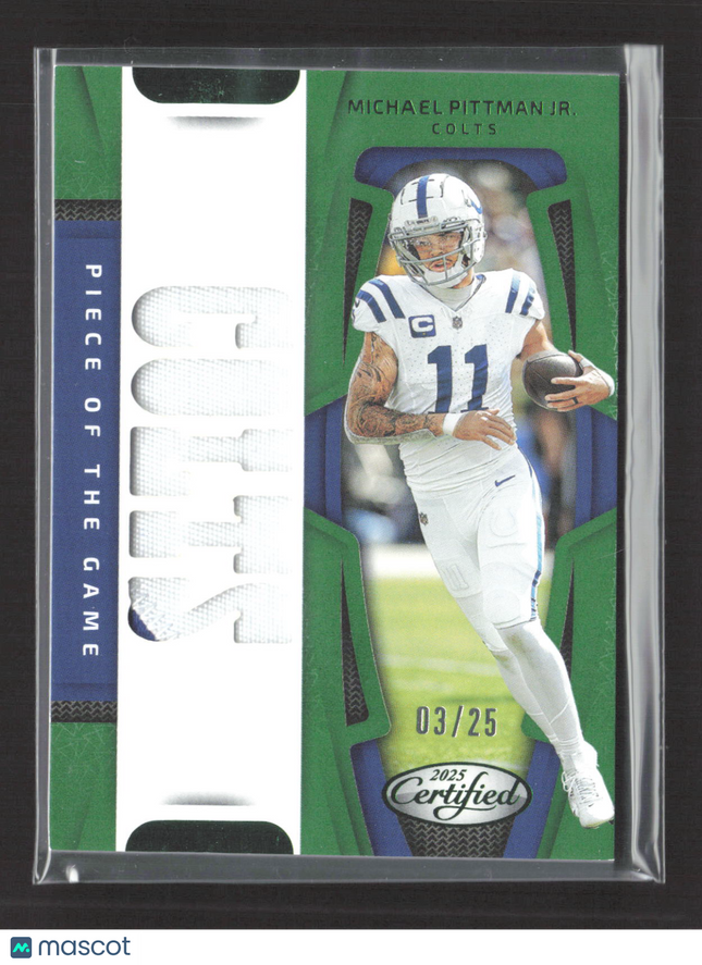 2025 Panini Certified Piece of the Game Michael Pittman Jr. #POG-MPJ 03/25 Patch