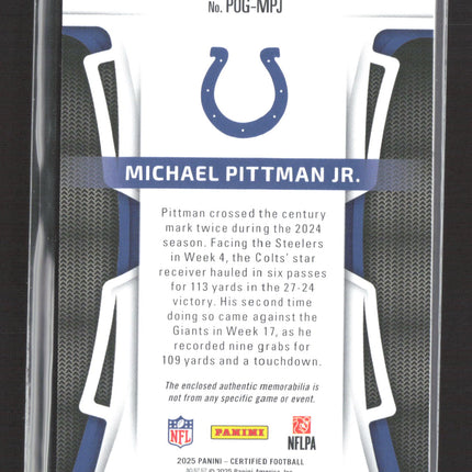 2025 Panini Certified Piece of the Game Michael Pittman Jr. #POG-MPJ 03/25 Patch