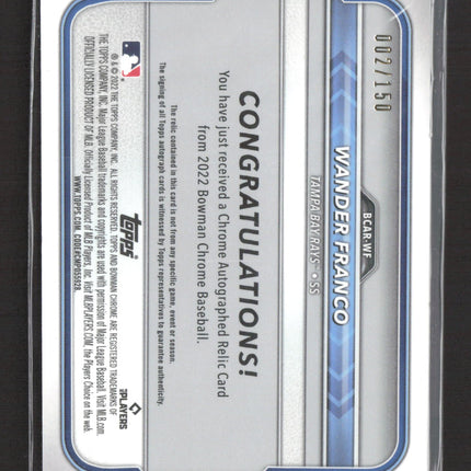 2022 Bowman Chrome Wander Franco #BCAR-WF RC Game-Used Jersey 002/150 Auto