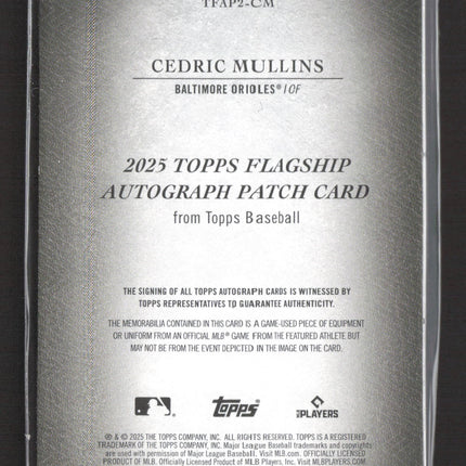 2025 Topps Flagship Patch Card Cedric Mullins #TFAP2-CM 01/50 PATCH Auto