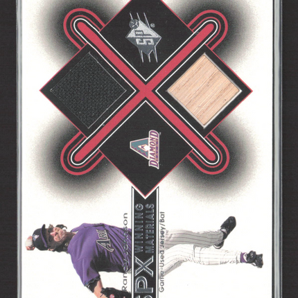 2001 Upper Deck SPx Winning Materials Randy Johnson #RJ2 Game-Used Bat Jersey