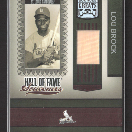 2005 Donruss Greats Hall of Fame Souvenirs Lou Brock #HOFS-21 Game-Used Bat