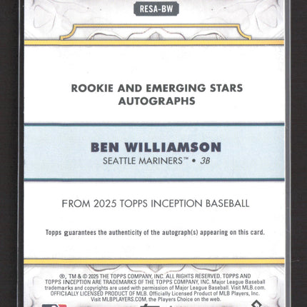 2025 Topps Inception Ben Williamson #RESA-BW 106/199 RC Auto