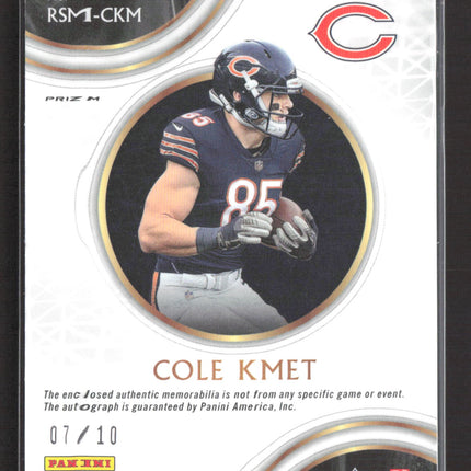 2021 Panini Select Prizm Cole Kmet #RSM-CKM Gold 07/10 Patch RC Auto
