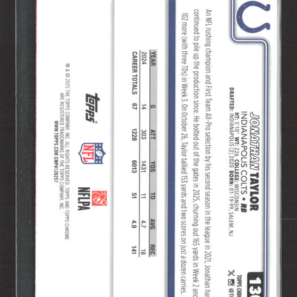 2025 Topps Chrome Jonathan Taylor #130 Pink Wave 3/250