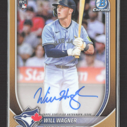 2025 Topps Bowman Chrome Will Wagner #CRA-WW Gold Refractor 30/50 RC Auto