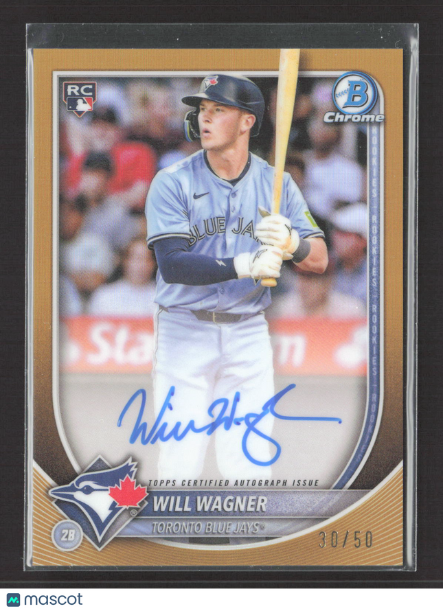 2025 Topps Bowman Chrome Will Wagner #CRA-WW Gold Refractor 30/50 RC Auto
