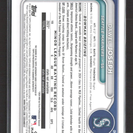 2024 Bowman Chrome Dawel Joseph #CPA-DJ Green Lava 82/99 Auto