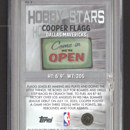 2025 Topps Bowman Chrome Hobby Stars Cooper Flagg #HS-3 RC
