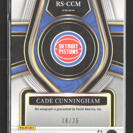 2021 Panini Select Prizm Cade Cunningham #RS-CCM Tie-Dye /25 RC Auto