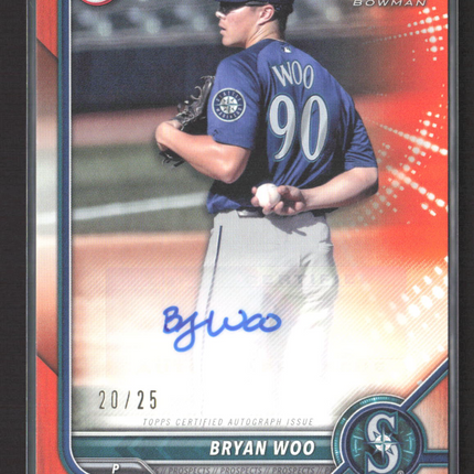 2022 Bowman Prospects Bryan Woo #PPA-BW Orange 20/25 1st Auto