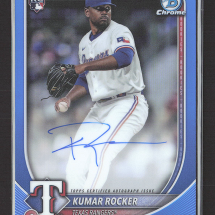 2025 Topps Bowman Chrome Kumar Rocker #CRA-KR Blue Refractor 146/150 RC Auto