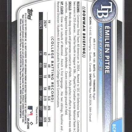 2025 Bowman Chrome Emilien Pitre #BCP-83 Red Checkerboard Refractor /5