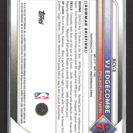 2025 Topps Bowman Chrome VJ Edgecombe #BCV-3 Purple RC 062/250