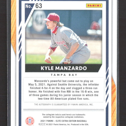 2021 Panini Elite Extra Edition Kyle Manzardo #63 Auto