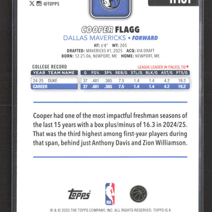 2025 Topps Holiday Cooper Flagg #H161 RC
