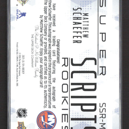 2024 Upper Deck SPx Super Scripts Rookies Matthew Schaefer #SSR-MS Auto