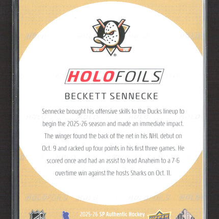 2025 Upper Deck SP Authentic Holofoils Beckett Sennecke #HF-44