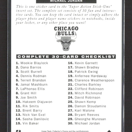 1996 Upper Deck Collector's Choice Super Action Stick-Ums Michael Jordan #S30