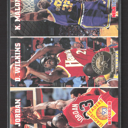 1993 SkyBox NBA Hoops Wilkins Malone Michael Jordan #283 League Leaders Scoring