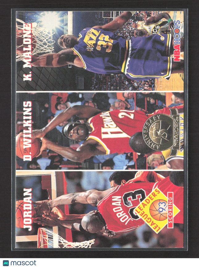 1993 SkyBox NBA Hoops Wilkins Malone Michael Jordan #283 League Leaders Scoring