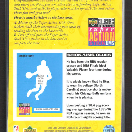 1996 Upper Deck Collector's Choice Super Action Stick-Ums Michael Jordan #B30