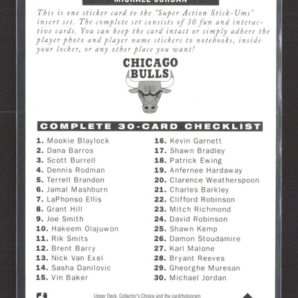 1996 Upper Deck Collector's Choice Super Action Stick-Ums Michael Jordan #S30