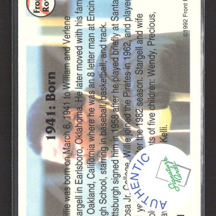 1992 Front Row All-Time Great Series Willie Stargell #1 Auto